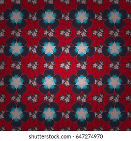Seamless floral pattern with stylized flowers in blue and gray colors. Vector illustration.