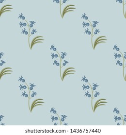 Seamless floral pattern with stylized hyacinth flowers. Vintage style.
