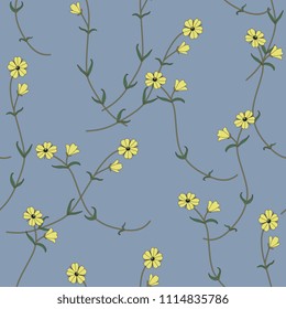Seamless floral pattern with stylized meadow flowers.