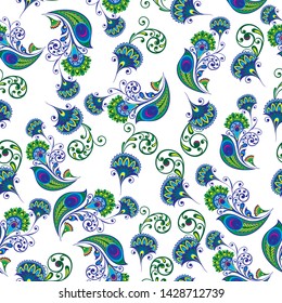 Seamless floral pattern. Pattern with stylized peacock feather