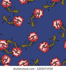 Seamless floral pattern with stylized roses.