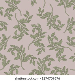 Seamless floral pattern with stylized tree branches.