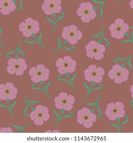 Seamless floral pattern with stylizes blossom of wild carnation. Based on medieval European motif.