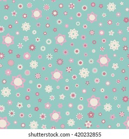 Seamless floral pattern with summer colored flowers. Vector repeating texture.