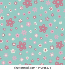 Seamless floral pattern with summer colored flowers