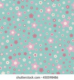 Seamless floral pattern with summer colored flowers