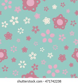 Seamless floral pattern with summer colored flowers