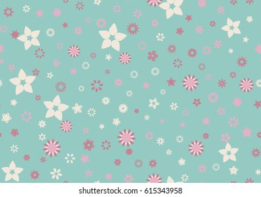 Seamless floral pattern with summer colored flowers. Vector repeating texture.