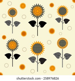 Seamless floral pattern with sunflowers