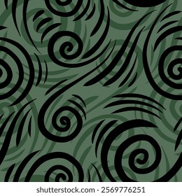 Seamless floral pattern with swirls for wallpaper, textile, printing.