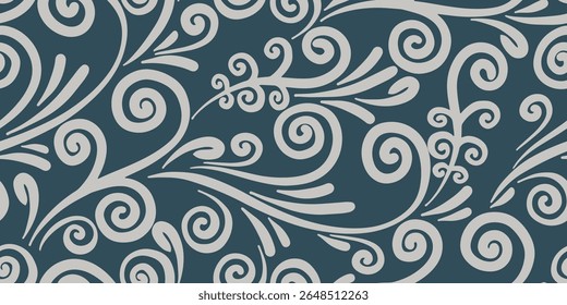 Seamless floral pattern with swirls for wallpaper, textile, printing.