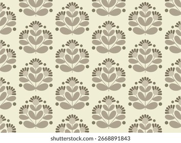 Seamless Floral Pattern in Taupe Tones - Vector Illustration for Wallpaper, Fabric, and Background Design