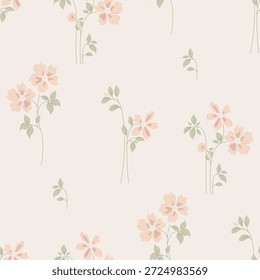 Patrón floral sin costuras, patrón textil, impresión de tela en estilo clásico vintage sobre fondo claro, floral atemporal, flor de color suave. diseño de superficie para textiles para el hogar, patrón de Fondo de pantalla, diseño listo para imprimir.