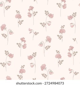 Patrón floral sin costuras, patrón textil, impresión de tela en estilo clásico vintage sobre fondo claro, floral atemporal, flor de color suave. diseño de superficie para textiles para el hogar, patrón de Fondo de pantalla, diseño listo para imprimir.