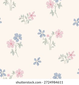 Patrón floral sin costuras, patrón textil, impresión de tela en estilo clásico vintage sobre fondo claro, floral atemporal, flor de color suave. diseño de superficie para textiles para el hogar, patrón de Fondo de pantalla, diseño listo para imprimir.