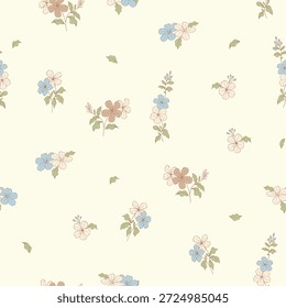 Patrón floral sin costuras, patrón textil, impresión de tela en estilo clásico vintage sobre fondo claro, floral atemporal, flor de color suave. diseño de superficie para textiles para el hogar, patrón de Fondo de pantalla, diseño listo para imprimir.