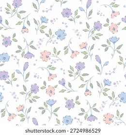 Patrón floral sin costuras, patrón textil, impresión de tela en estilo floral delicado simple sobre fondo claro, floral atemporal, flor de color suave. diseño de superficie para textiles para el hogar, patrón de Fondo de pantalla, diseño listo para imprimir.