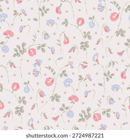 Patrón floral inconsútil, patrón textil, impresión de la tela en estilo floral de la libertad en el fondo claro, floral atemporal, flor suave del color. diseño de la superficie para la materia textil casera, patrón de Fondo de pantalla, diseño listo para imprimir.