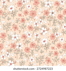 Patrón floral inconsútil, patrón textil, impresión de la tela en estilo floral de la libertad en el fondo claro, floral atemporal, flor suave del color. diseño de la superficie para la materia textil casera, patrón de Fondo de pantalla, diseño listo para imprimir.