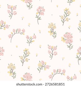 padrão floral sem costura, padrão têxtil, impressão de tecido em estilo elegante em fundo claro, floral atemporal, flor de cor macia. design de superfície para têxteis caseiros, padrão de papel de parede, design pronto para impressão.