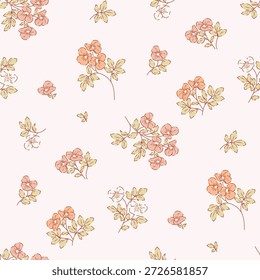 padrão floral sem costura, padrão têxtil, impressão de tecido em estilo elegante em fundo claro, floral atemporal, flor de cor macia. design de superfície para têxteis caseiros, padrão de papel de parede, design pronto para impressão.