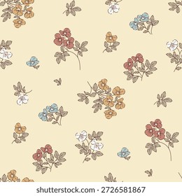 Patrón floral sin costuras, patrón textil, impresión de tela en estilo clásico vintage sobre fondo claro, floral atemporal, flor de color suave. diseño de superficie para textiles para el hogar, patrón de Fondo de pantalla, diseño listo para imprimir.