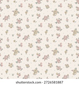 padrão floral sem costura, padrão têxtil, impressão de tecido em estilo vintage clássico no fundo claro, floral atemporal, flor de cor macia. design de superfície para casa têxtil, padrão de papel de parede, design pronto para impressão.