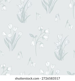 padrão floral sem costura, padrão têxtil, impressão de tecido em estilo vintage ditsy no fundo claro, floral atemporal, flor de cor monocromática. design de superfície para casa têxtil, padrão de papel de parede, design pronto para impressão.