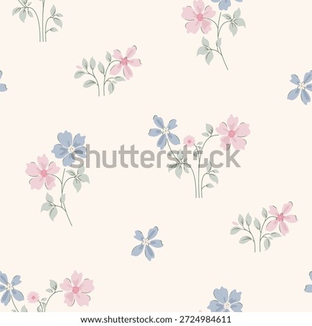 seamless floral pattern, textile pattern, fabric print in classic vintage style on light background, timeless floral, soft color flower. surface design for home textile, wallpaper pattern, print ready design.