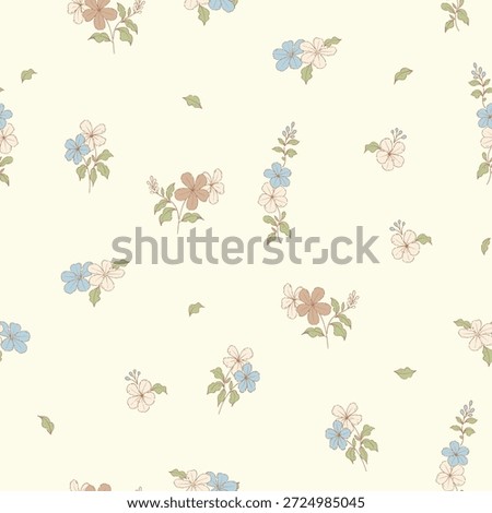 seamless floral pattern, textile pattern, fabric print in classic vintage style on light background, timeless floral, soft color flower. surface design for home textile, wallpaper pattern, print ready design.
