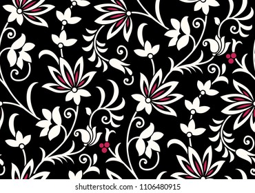Seamless floral pattern for textile fabrics