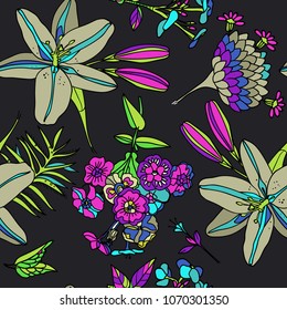 Seamless floral pattern. Textiles, wallpaper. 