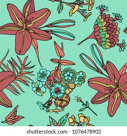 Seamless floral pattern. Textiles, wallpaper. 