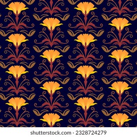 Seamless floral pattern texture or background. Vintage art nouveau style. Handmade drawing vector illustration.