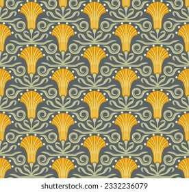 Seamless floral pattern texture or background. Vintage art nouveau style. Handmade drawing vector illustration.