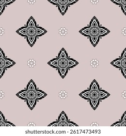 seamless floral pattern Thai fabric pattern Table cloth curtain white black