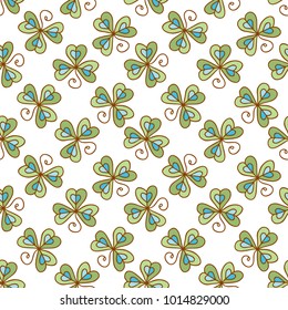 Seamless floral pattern with three leaf clover
