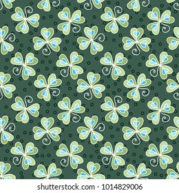 Seamless floral pattern with three leaf clover