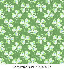 Seamless floral pattern with three leaf clover