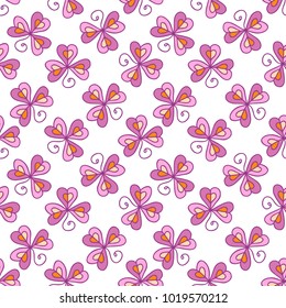 Seamless floral pattern with three leaf clover