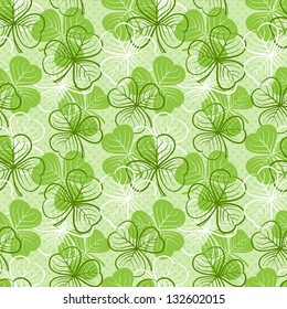 Seamless floral pattern with three leaf clover