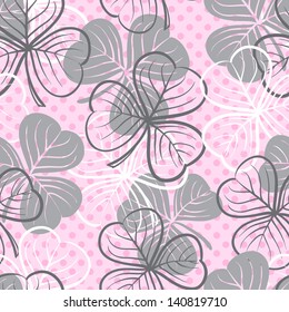 Seamless floral pattern with three leaf clover