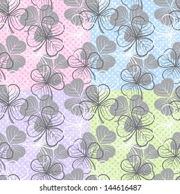 Seamless floral pattern with three leaf clover
