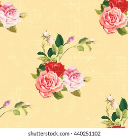 Seamless floral pattern three rose Vector Illustration EPS8