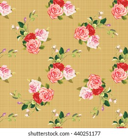 Seamless floral pattern three rose Vector Illustration EPS8