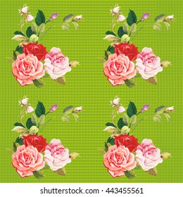 Seamless floral pattern three rose Vector Illustration EPS8