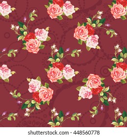 Seamless floral pattern three rose Vector Illustration EPS8

