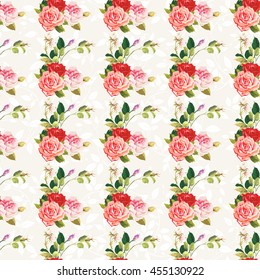 Seamless floral pattern three rose Vector Illustration EPS8
