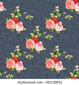 Seamless floral pattern three rose Vector Illustration EPS8