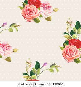 Patrón floral sin fisuras tres Vectores de rosa Ilustración EPS8
